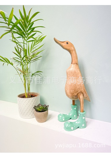 Vkemall Büyük Boy Mavi Benekli Çizme Desenli Reçine Ördek Masaüstü Dekorasyon Aksesuarı - Ev Dekoru Ve Hediye İçin Unik Dekoratif Figür