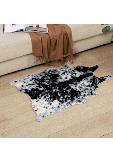 Oturma Odası İçin Büyük Boy İnek Baskılı Dana Derisi Suni Deri Kaymaz Antiskid Mat Halı