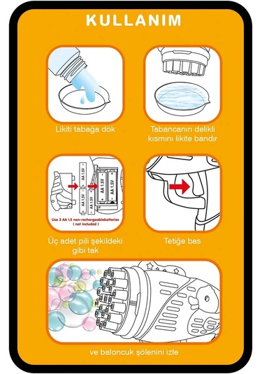 Köpük Atan Tabanca Oyuncağı Çok Delikli Pilli