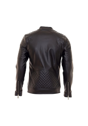 Oliggopol Erkek Siyah İç Cepli Slim Fit Spor Deri Ceket Cm Siyah