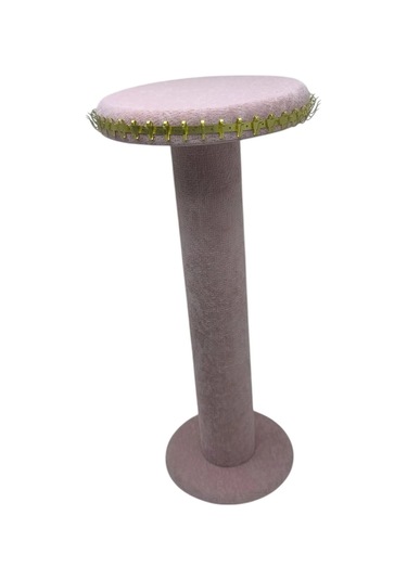 Süet Kumaş Pembe Renk 35 Cm Yuvarlak Model Kolye-tesbih-bileklik Standı