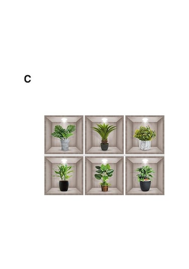 1 Takım 3d Vinil Duvar Sticker Vazolar İle Tasarım Yeşil Bitkiler Çiçek Çarpıcı Oda Dekorasyonu İçin Solmayan Basit Operasyon Çıkartmaları D Diğer