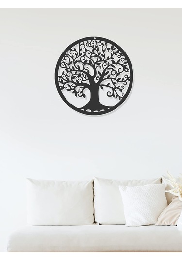 Metal Hayat Ağacı Duvar Dekorasyonu Siluet Sanatı Hediye İç Mekan Dış Mekan Bahçe Ev Dekorasyonu Siyah, 30x30cm 30 30cm
