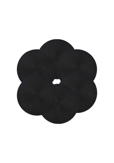 Moly Yuvarlak Örgülü Amerikan Servis Takımı 6'lı Siyah Masa Örtüsü İçin Siyah