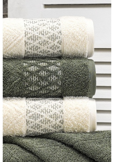 Forestel Ve Yüz Havlu Seti | Yeşil-Krem 4'lü 50X90 Cm Yeşil