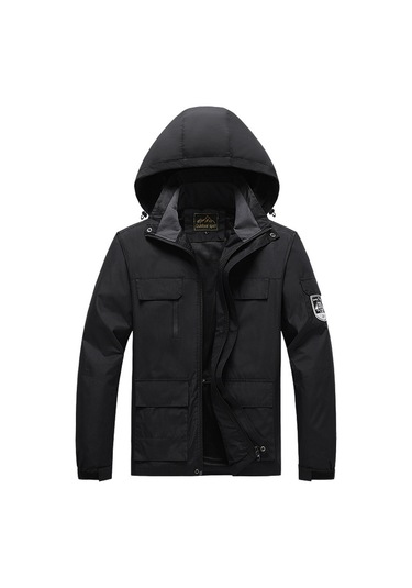 Erkek Kapüşonlu Ceket Siyah Siyah