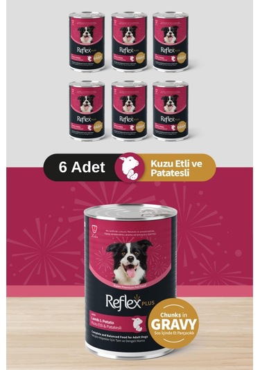 Reflexplus Soslu Kuzulu Patatesli Köpek Konservesi 6x400 Gr