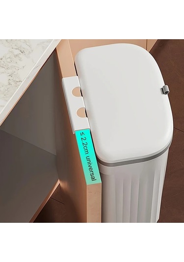 Dashanshop Kompakt 2,25 Galonluk Duvar Tipi Çöp Kovası Koku Emici Kapaklı Pratik Süpürgeli Beyaz