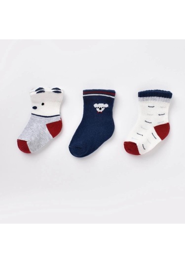 Biorganic Papyonlu Koala 3'lü Bebek Çorabı 68447 Lacivert
