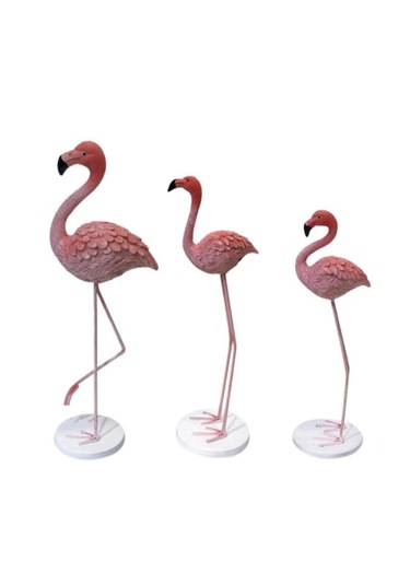 Metal Ayaklı 3 Lü Flamingo Pembe