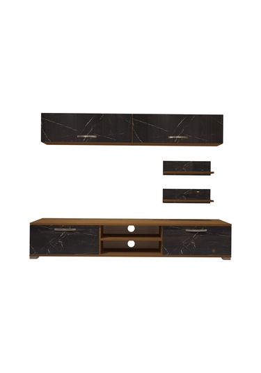 Decoraktiv Eko 5 Mdf Dvd Tv Ünitesi Tv Sehpası Ceviz - Siyah Mermer