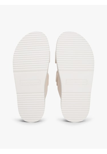 Tommy Hilfiger Double Strap Nubuck Sandal Kadın Bej Terlik - Fw0fw09298 Tommy Hilfiger Double Strap Nubuck Sandal Kadın Bej Terlik - Fw0fw09298