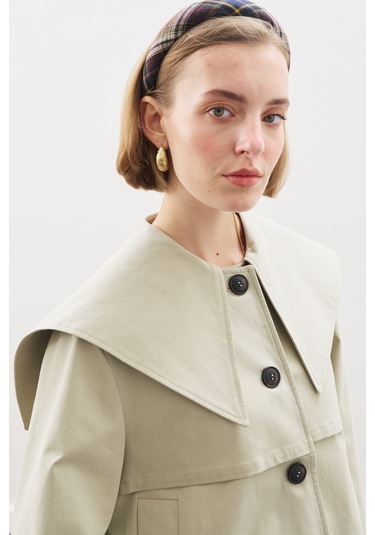 Geniş Yaka Gabardin Ceket Soft Yeşil Soft Yeşil