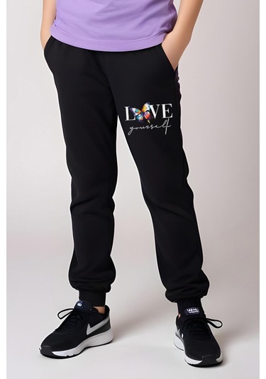 Fyk Kids Kız Çocuk Baskılı Love Your Self Bel Detayı Lastikli Alt-üst Takım Lila