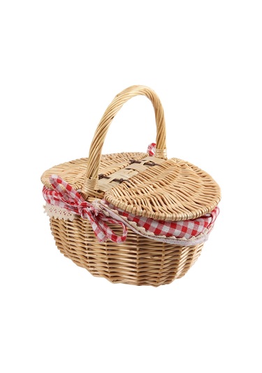 Xiaaokeji Kapaklı Country Tarzı Hasır Piknik Sepeti Sepet Kahverengi