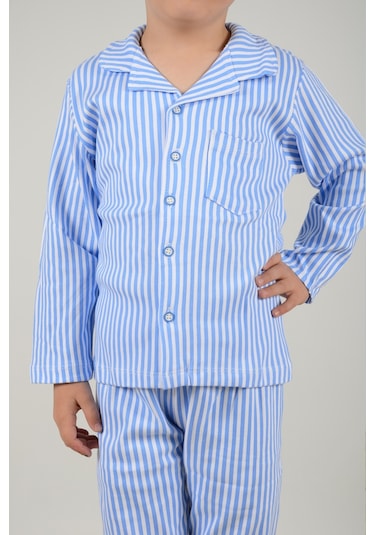 Lemoon Çizgili Düğmeli Çocuk Pijama Takımı C83294 001
