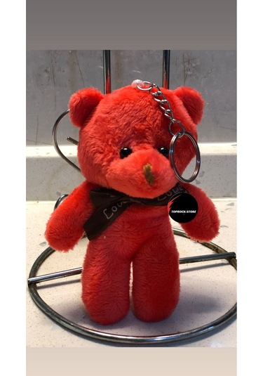Sevimli Ayıcık Peluş Oyuncak Anahtarlık Uyku Arkadaşı Hediyelik 12 Cm Kırmızı
