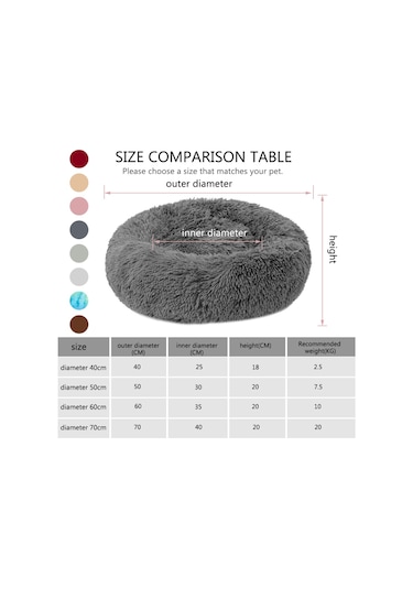 Mufunye Yumuşak Peluş Yuvarlak Evcil Hayvan Yatağı İçin Kedi Küçük Köpekler İçin Kırmızı - 50 Cm Çap