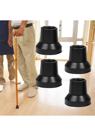 Dolıty 4 Adet Koltuk Değneği İpuçları Siyah-14mm-delik