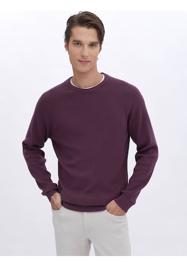 Kip Mürdüm Bisiklet Yaka Desenli Triko Çok Renkli