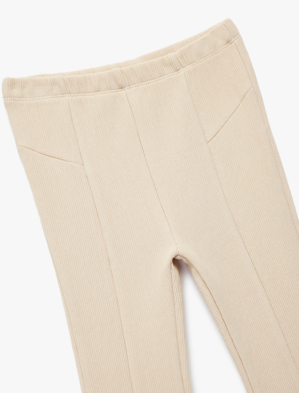 Koton Pamuklu Beli Lastikli Dikiş Detaylı İspanyol Paça Tayt Bej 6wmg40060ak Ekru