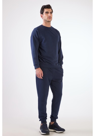Dufy Lacivert Bisiklet Yaka Regular Fit Erkek Sweatshirt Lacivert