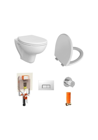 Vitra S20 Round Smoothflush Asma Klozet + Vitra Yavaş Kapanır Kapak + Vitra Gömme Rezervuar Set