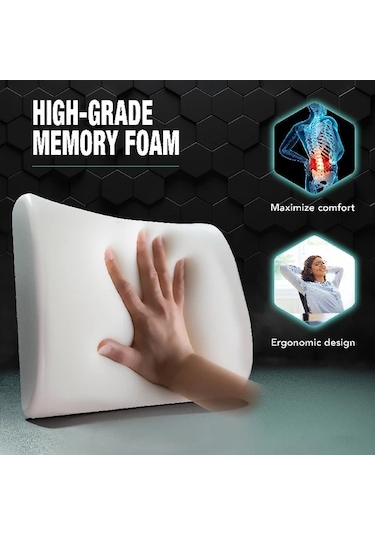 Xuweiwei Siyah Memory Foam Bel Desteği Yastığı - Ofis Ve Araç Koltuğu İçin Ergonomik Koltuk Desteği Siyah
