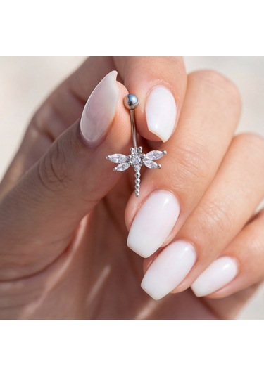 Ferizz 316l Çelik Yusufçuk Model Zirkon Taşlı Piercing Prc-223 Beyaz