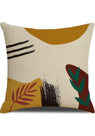 Yeni Sade Tarzda Baskılı Yastık Kılıfı No.11 Ekru