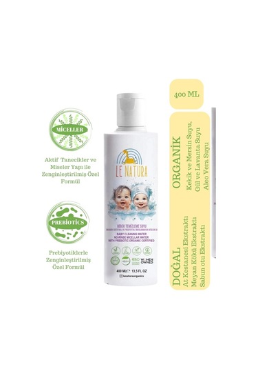 Le Natura Organik Vegan Prebiyotikli Glutensiz Bebek Temizleme Suyu