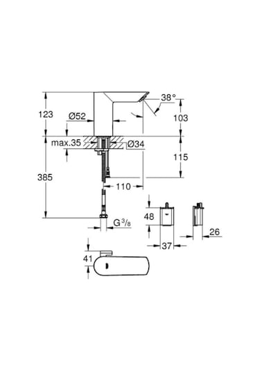 Grohe 36451000 Bau Cosmopolitan E Fotoselli Lavabo Bataryası