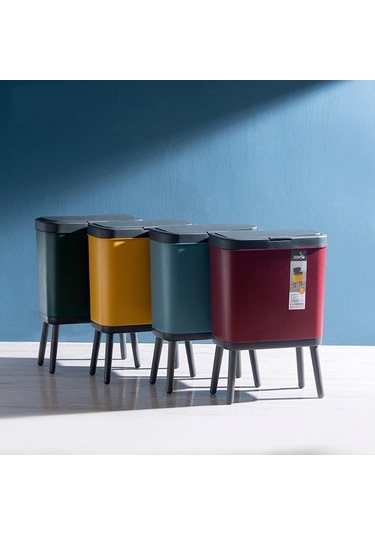 Sones Vitunhoo Tg3450 Uzun Bacaklı Çöp Kutusu Ev Tipi Kapaklı Çöp Kutusu Mürekkep Yeşili Yeşil