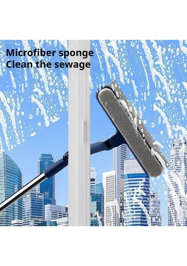 Lemestar Yüksek Katlı Evler İçin Çift Taraflı Pencere Temizleme Aleti - Döner Kafa Ve Mikrofiber Yastık İle Hızlı, Parlak Pencereler Mavi