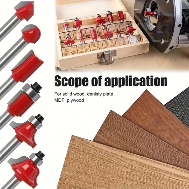 Trendooze Parlak Yönlendirici Seti 15 Adet 14 İnç Şank Tungsten Çelik Yiv Yuvarlak Ve Düz Kenar