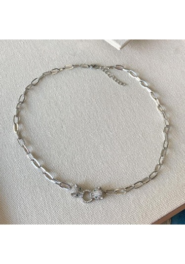 Kaplan Taşlı Trend İkili Çelik Kolye Çok renkli