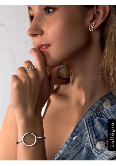 Ballagra Geniş Kadın Yüzüğü 925 Ayar Gümüş Yuvarlak Parmak Halkası 137770881 Gri