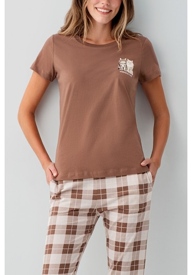 Rolypoly Kadın Kahverengi Pijama Takım Kahverengi