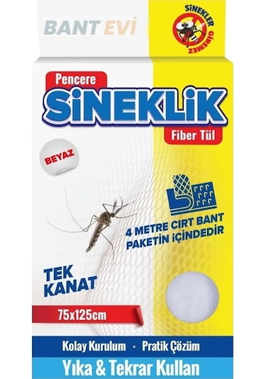 Yapışkanlı Sineklik 75x125cm Tek Kanat Pencere Sineklik Bantlı
