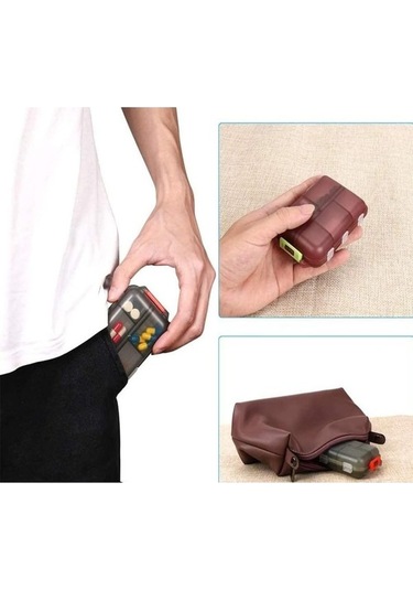 Ulzyvf 7 Bölmeli Taşınabilir Hap Kutusu - İlaç Kesici Dahil, Yaşlılar Ve Çocuklar İçin Pratik Kahverengi Kahverengi