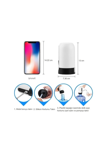 Maoyaya Şarjlı Tek Motorlu Damacana Pompası Beyaz, Güçlü Performans Beyaz