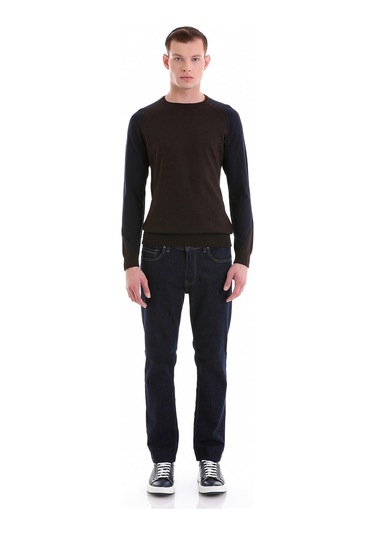 Hatemoğlu Kahverengi Regular Fit Jakarlı Bisiklet Yaka Yünlü Triko Kazak 3 Kahverengi