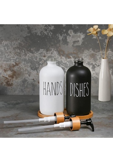 Çiftlik Evi Mutfak Tezgahı Banyo Organizasyonu İçin Pompa Sabun Şişesi İle El Sabunu Ve Bulaşık Sabunu Dispenseri 500ml Style 3 Diğer