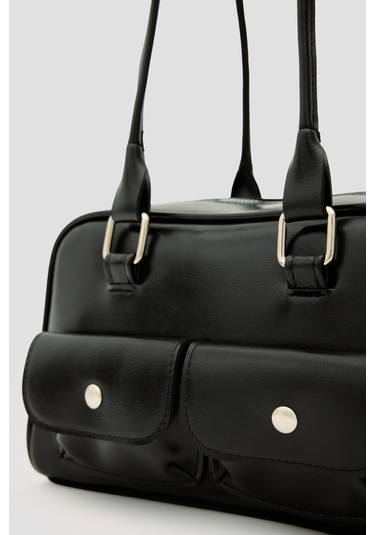 Rhan Retro Baget Çantası Siyah Siyah