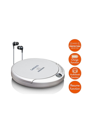 Lenco Taşınabilir Cd Çalar / Mp3 Çalar Discman Anti Şok Özellikli Gümüş Cd-201 Sı