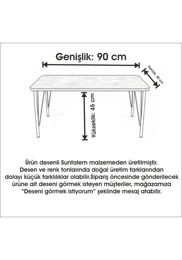 Dikdörtgen Orta Sehpa 90x45 Cm Modern Desenli Suntalam Sehpa Açık Ceviz