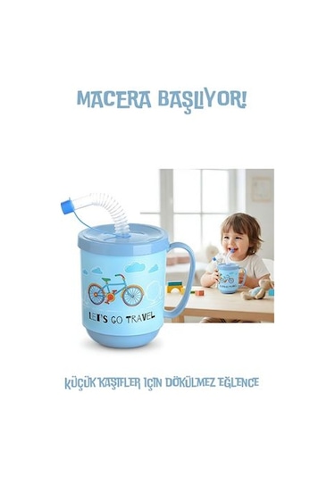 Premium Pipetli Çocuk Bardağı 350 Ml -alıştırma Bardağı ve Suluk Şeffaf