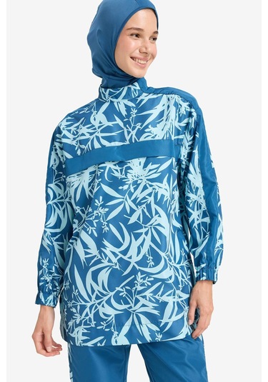 DeFacto Regular Fit Su İtici 3'lü Desenli Burkini Tesettür Mayo Takım E7996AX25HSBE376