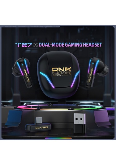 Onıkuma T27 Çift Modlu Soğuk Kablosuz Bluetooth Kulaklık Siyah