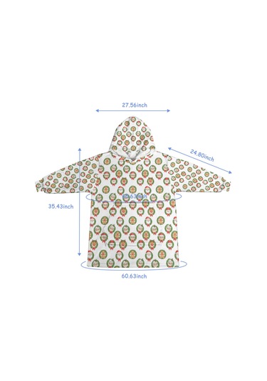 Noel Temalı Unisex Giyilebilir Battaniye Hoodie, Kalın Peluş, Kollar Ve Büyük Cep-a176 Bej